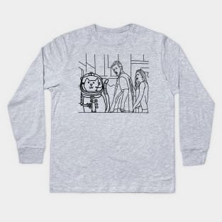 Distracted Boyfriend Memes With Sci Fi Astronaut Cat Kids Long Sleeve T-Shirt